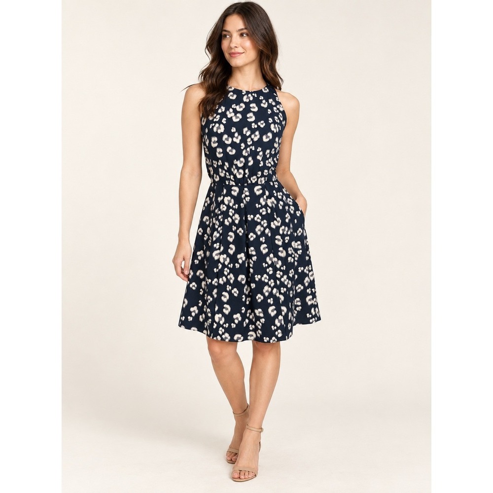 Rebecca Taylor Animal Leopard Print Halter Fit Flare Silk Dress size 4